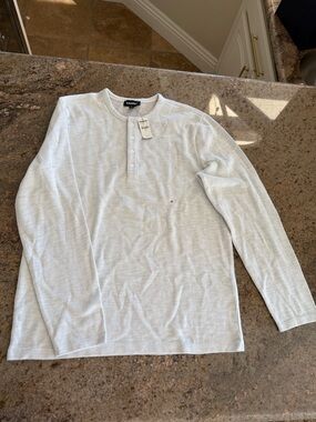 Express Light Gray Long Sleeve Henley